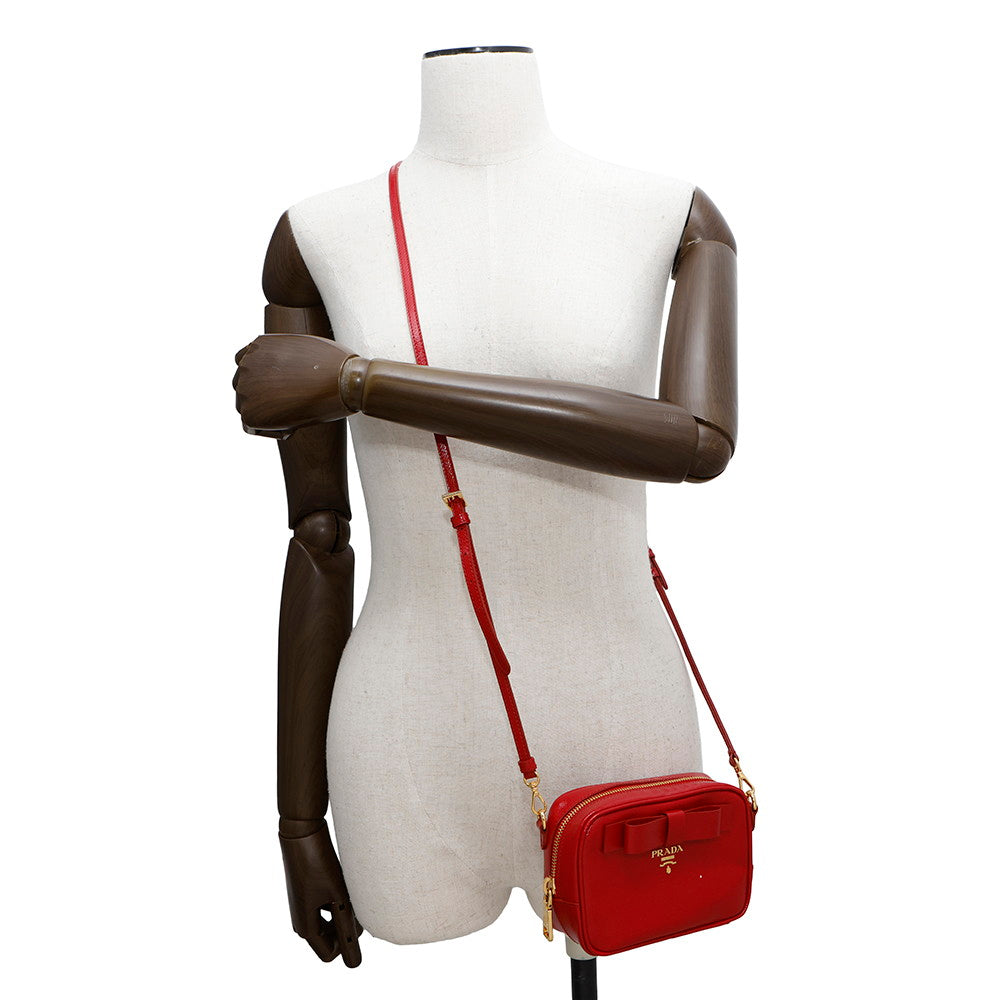 PRADA Camera Shoulder Bag Red Patent Leather