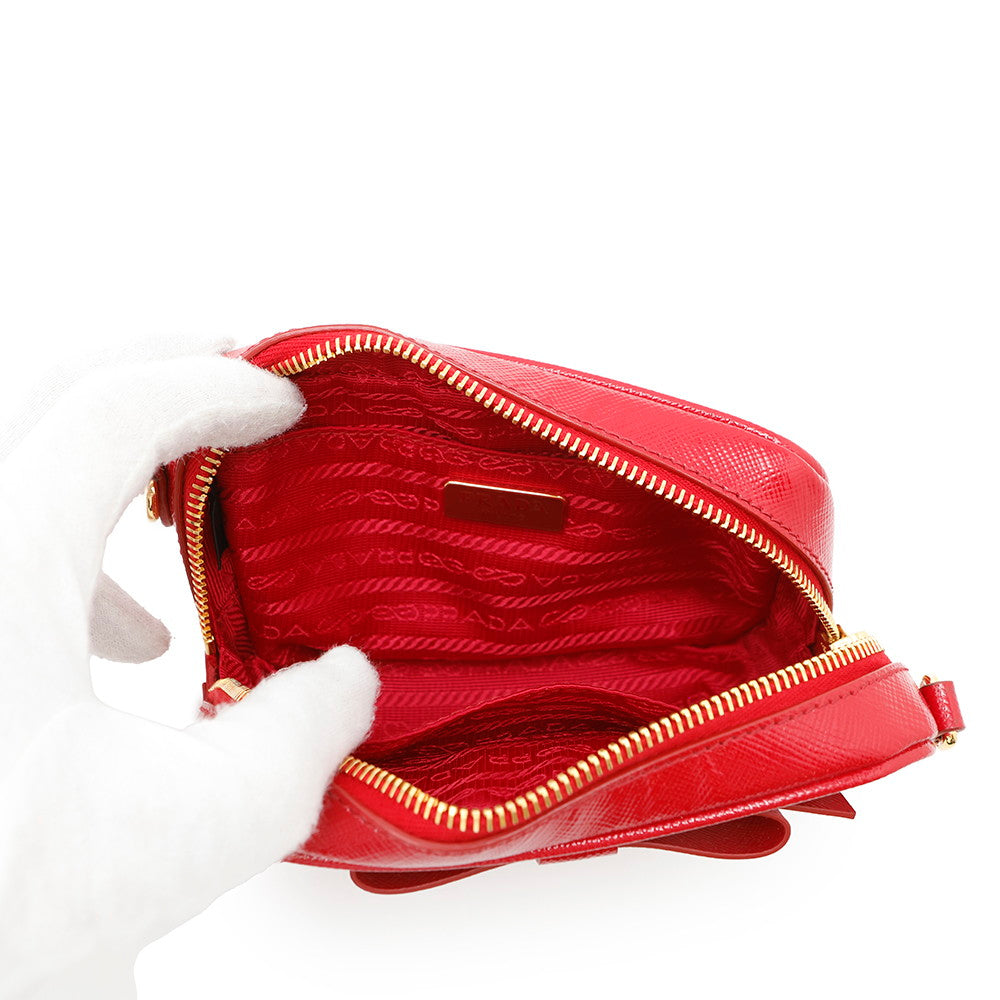 PRADA Camera Shoulder Bag Red Patent Leather