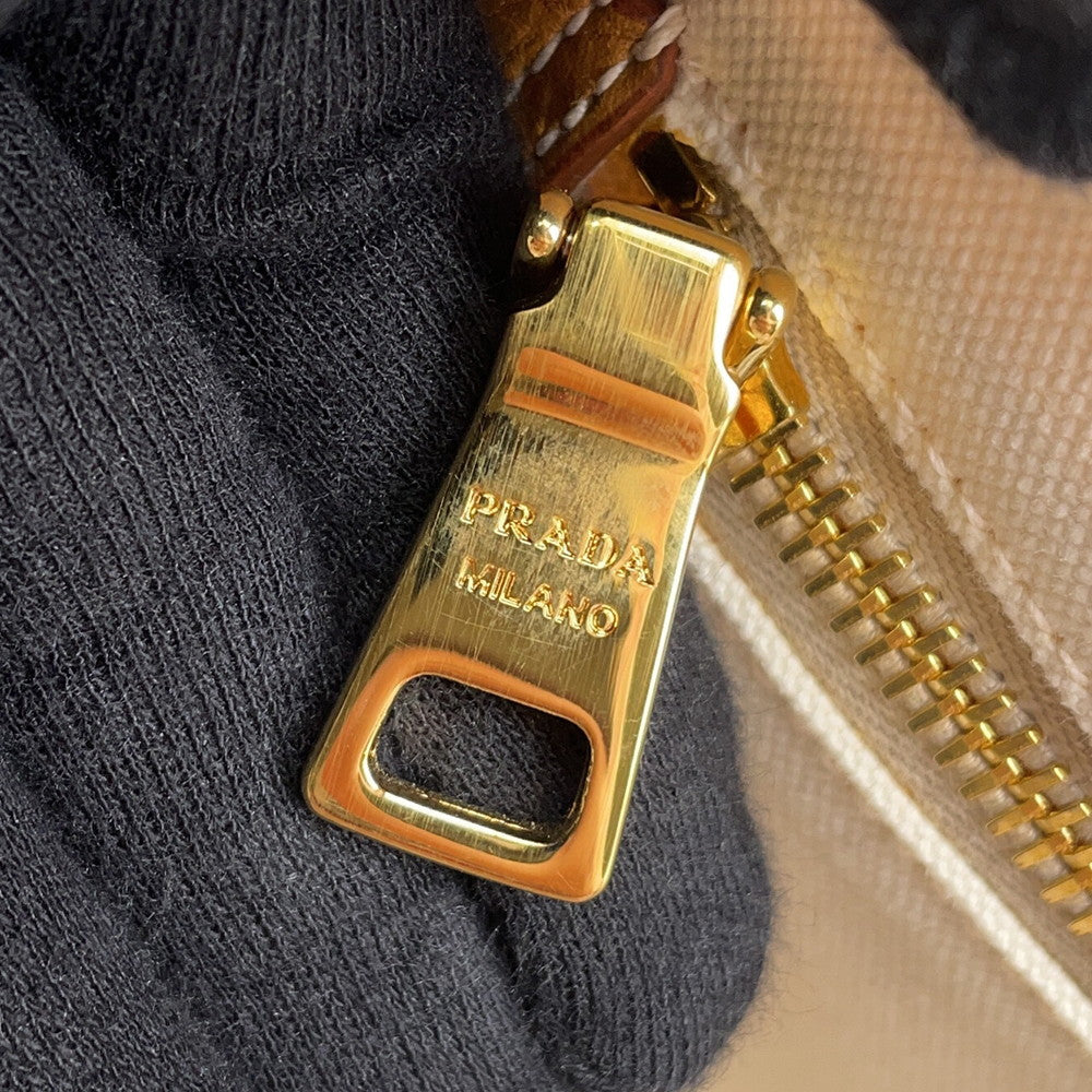 PRADA Canapa Tote Bag White/BordeauxB1872B Canvas
