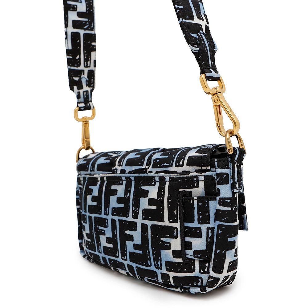 FENDI Joshua Vidas Collaboration Zucca Baguette 2WAY Shoulder Bag Blue/Black8BR784 Nylon Size Mini