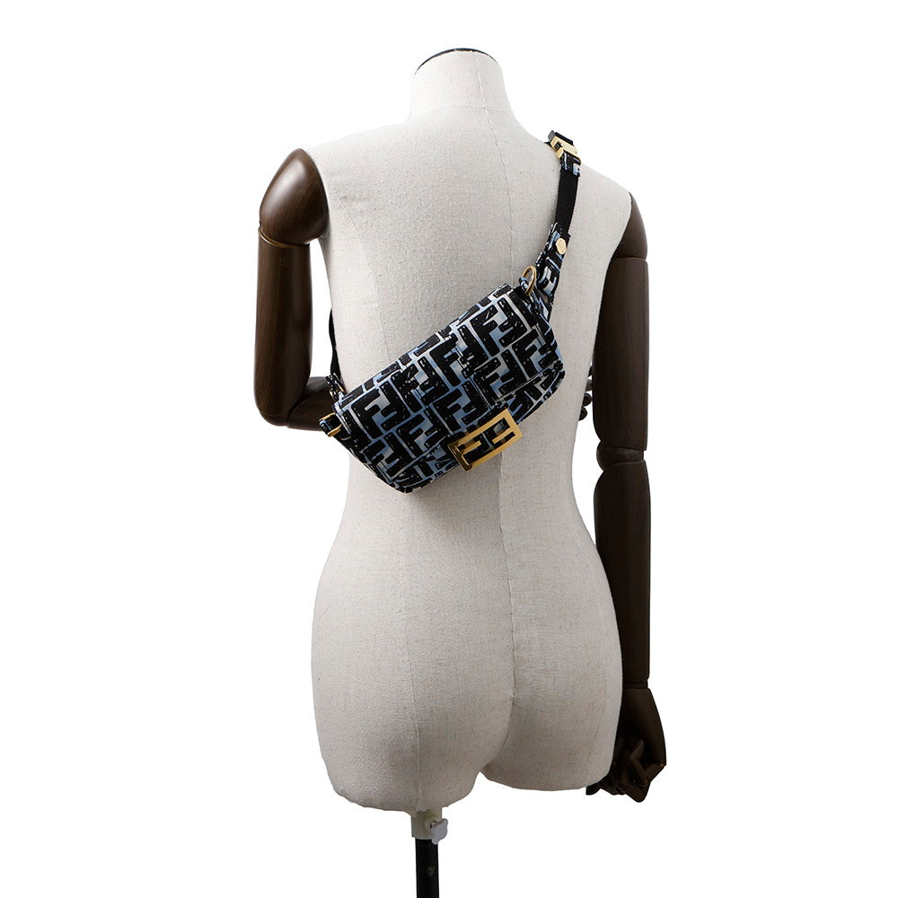 FENDI Joshua Vidas Collaboration Zucca Baguette 2WAY Shoulder Bag Blue/Black8BR784 Nylon Size Mini