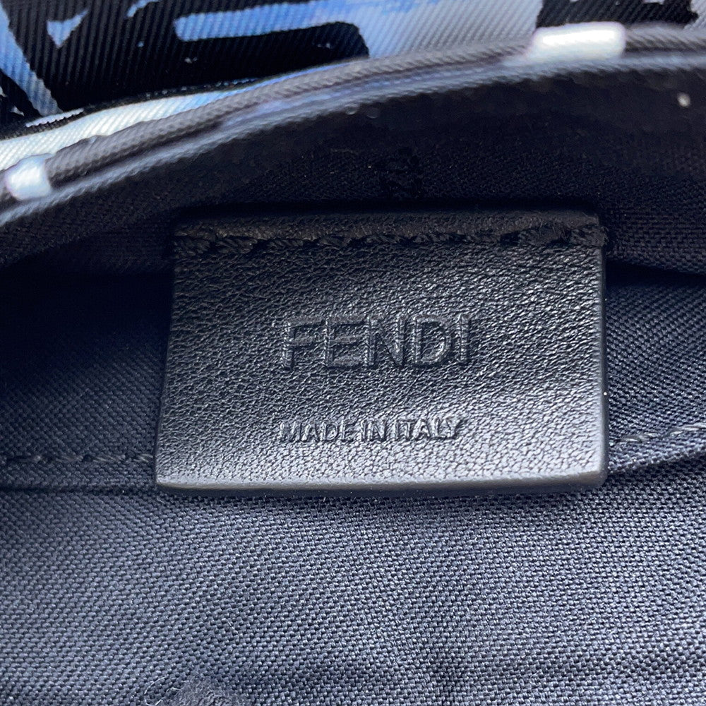 FENDI Joshua Vidas Collaboration Zucca Baguette 2WAY Shoulder Bag Blue/Black8BR784 Nylon Size Mini