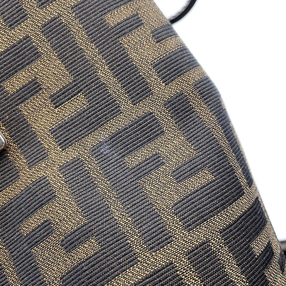 FENDI Zucca One Shoulder Bag Brown Canvas Leather