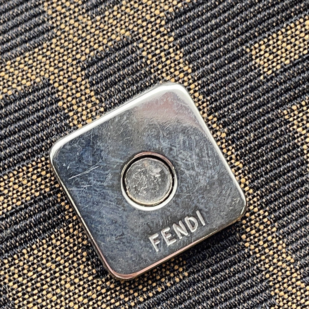 FENDI Zucca One Shoulder Bag Brown Canvas Leather