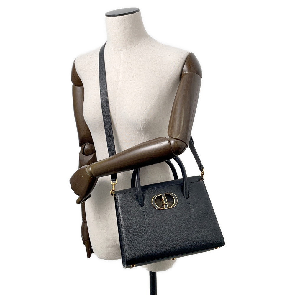 Dior Montaigne 30 Saint Honore 2WAY Handbag Black Leather Size Small