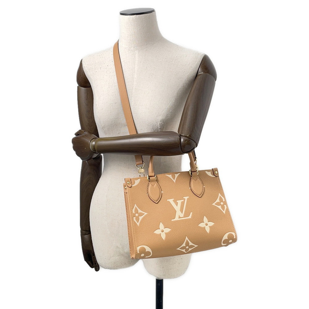 LOUIS VUITTON Onthego Arizona/ClaimM12513 Bicolor Monogram Empreinte Leather Size PM
