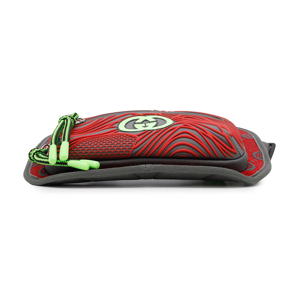 GUCCI GGNylon Belt Bag Gray/Red/Green752102 Nylon Rubber