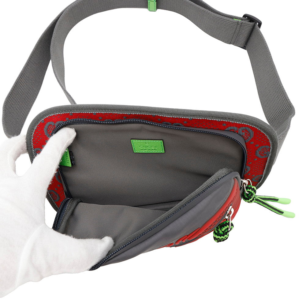 GUCCI GGNylon Belt Bag Gray/Red/Green752102 Nylon Rubber