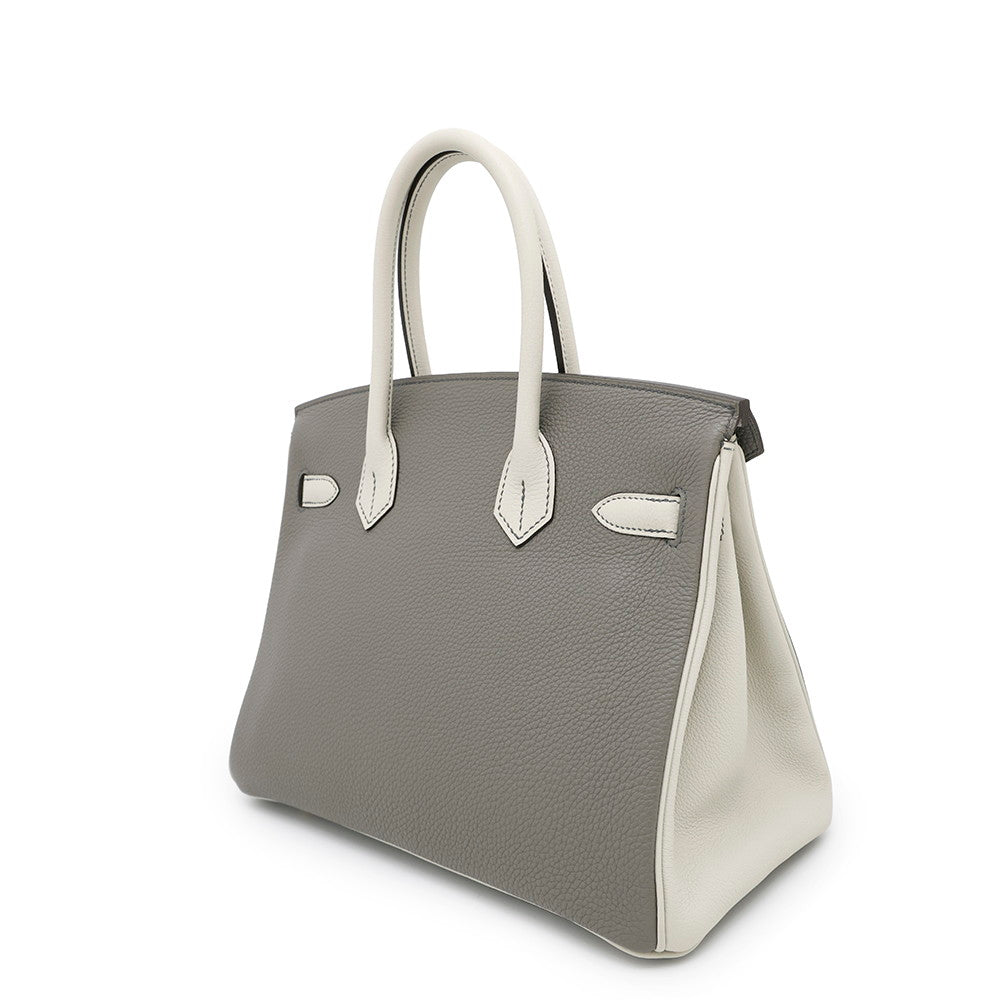 HERMES Birkin SPO Gris Meyer/Pearl Grey Togo Leather Evercolor Size 30