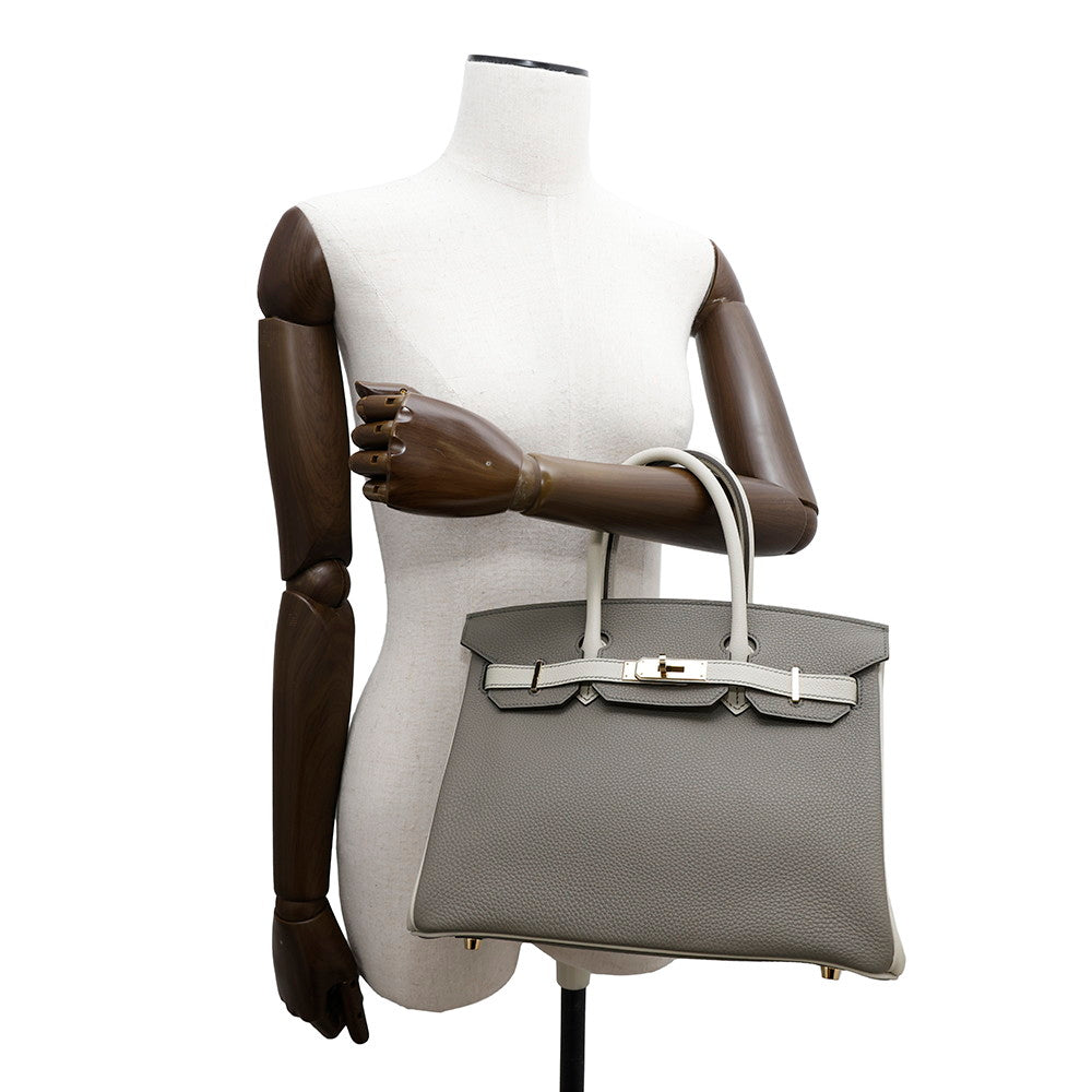 HERMES Birkin SPO Gris Meyer/Pearl Grey Togo Leather Evercolor Size 30