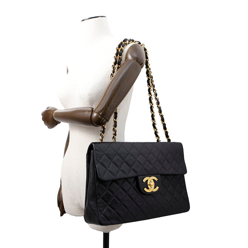 CHANEL Jumbo Matelasse ChainShoulder Bag BlackA01094 Lambskin Size 34