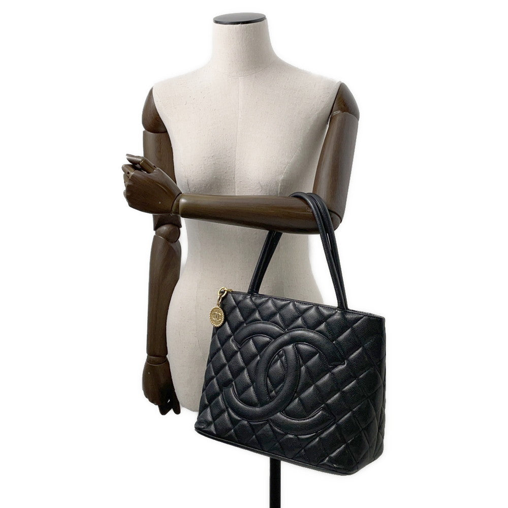 CHANEL Medallion Tote BlackA01804 Caviar Leather