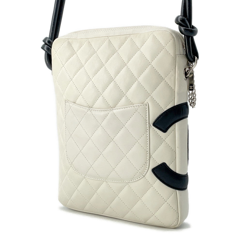 CHANEL Cambon line Shoulder Bag White/BlackA25178 Calf Leather Size Medium
