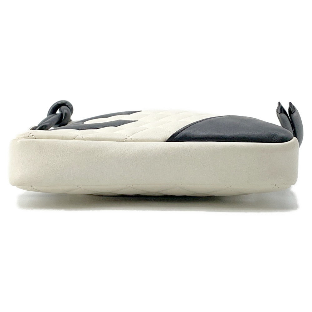 CHANEL Cambon line Shoulder Bag White/BlackA25178 Calf Leather Size Medium