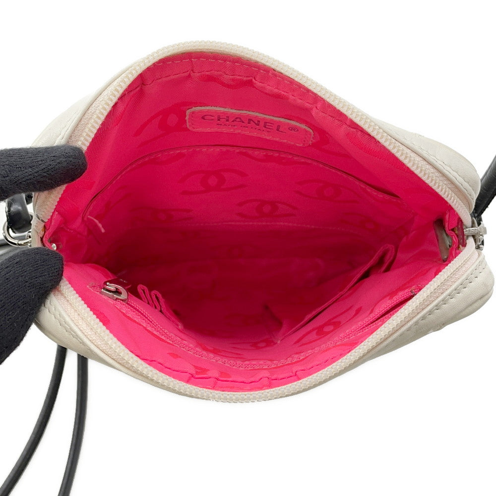 CHANEL Cambon line Shoulder Bag White/BlackA25178 Calf Leather Size Medium