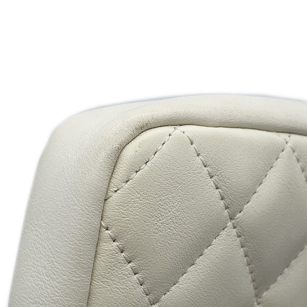 CHANEL Cambon line Shoulder Bag White/BlackA25178 Calf Leather Size Medium