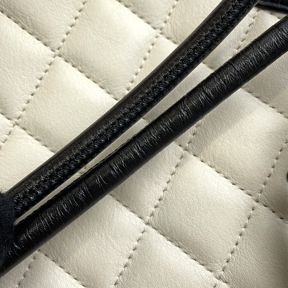 CHANEL Cambon line Shoulder Bag White/BlackA25178 Calf Leather Size Medium