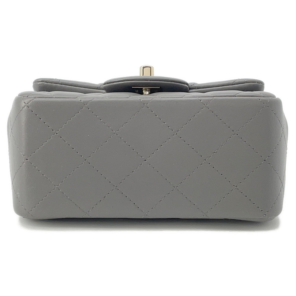 CHANEL Mini Matelasse ChainShoulder Bag GrayA35200 Lambskin Size 18