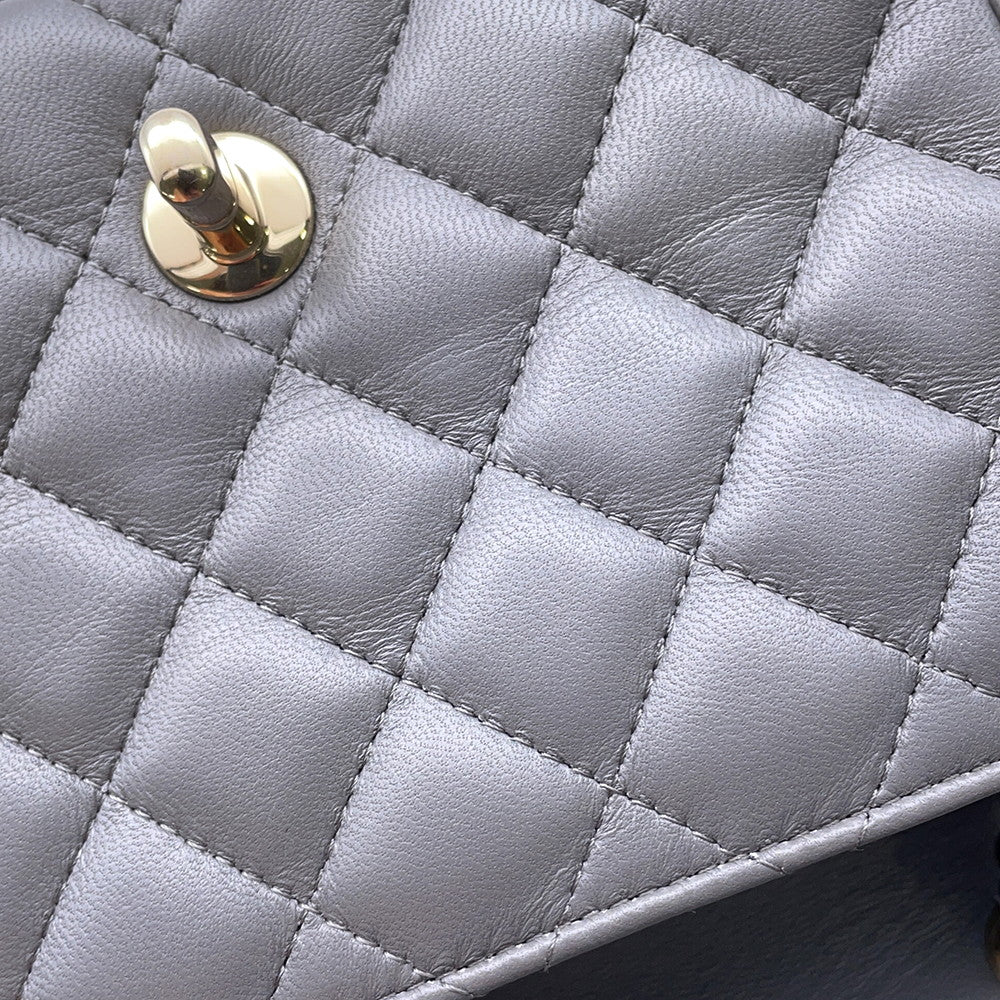 CHANEL Mini Matelasse ChainShoulder Bag GrayA35200 Lambskin Size 18