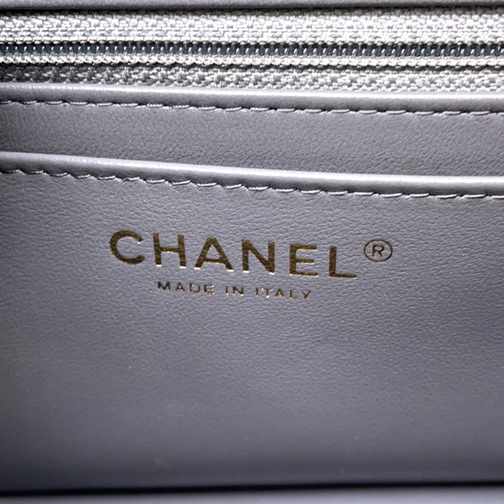 CHANEL Mini Matelasse ChainShoulder Bag GrayA35200 Lambskin Size 18