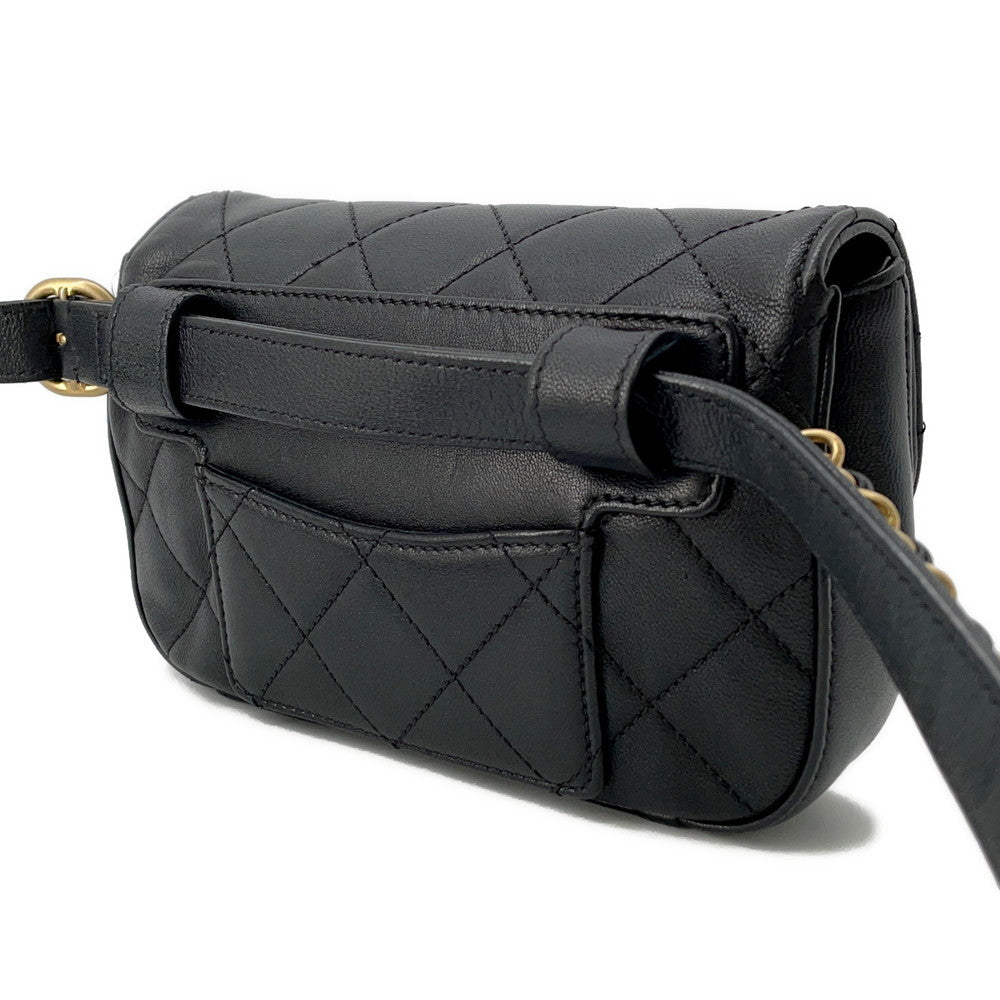 CHANEL CHANEL19 Matelasse Waist Bag Black Leather