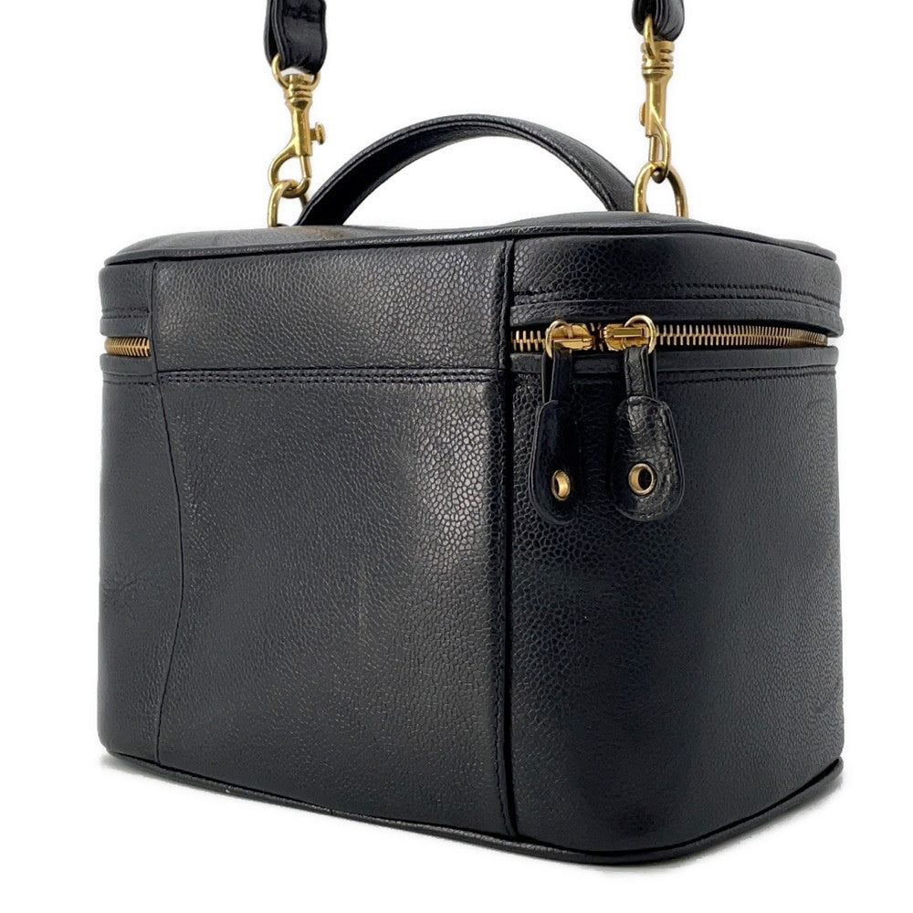CHANEL CC Logo 2WAY Vanity Shoulder Bag BlackA06238 Caviar Leather