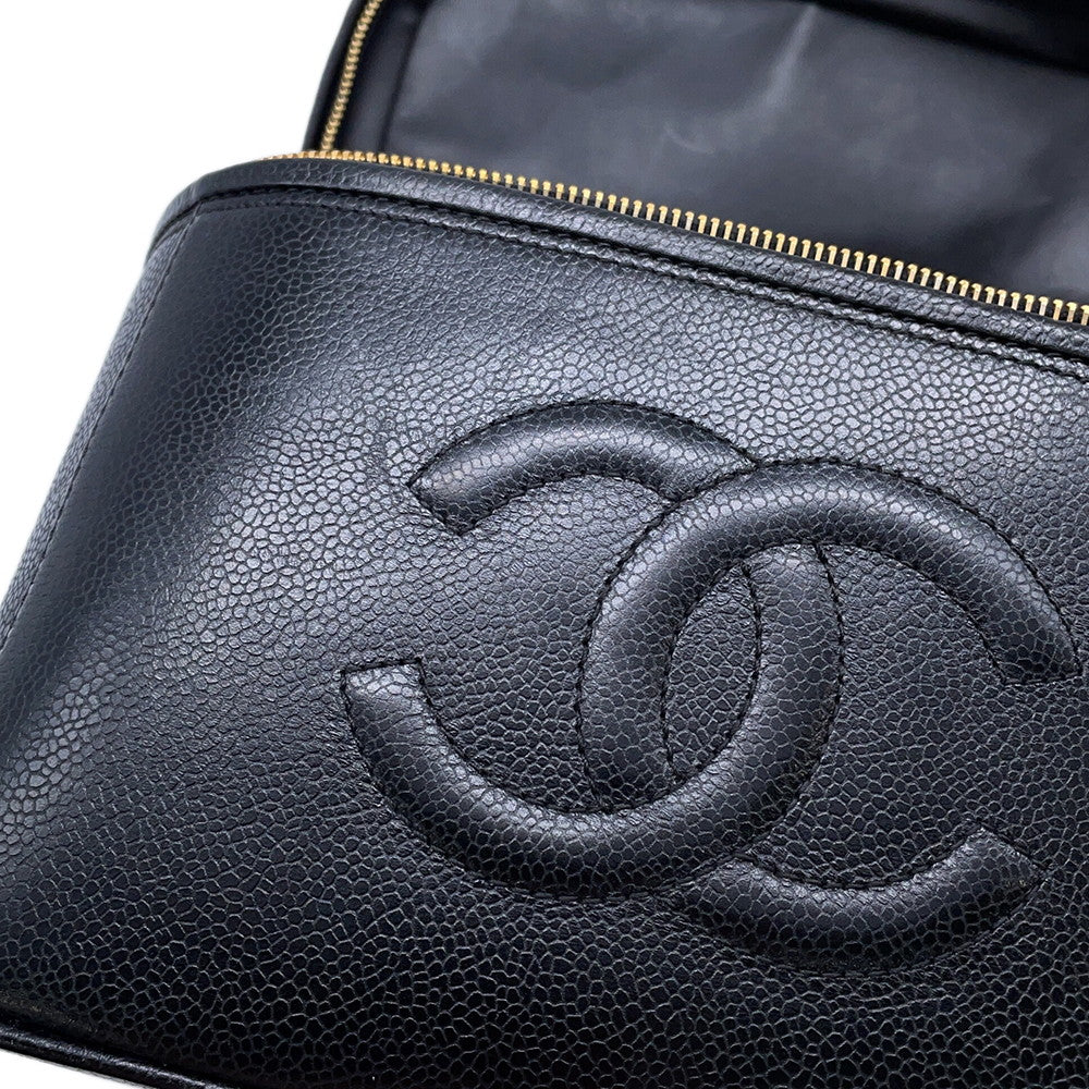 CHANEL CC Logo 2WAY Vanity Shoulder Bag BlackA06238 Caviar Leather