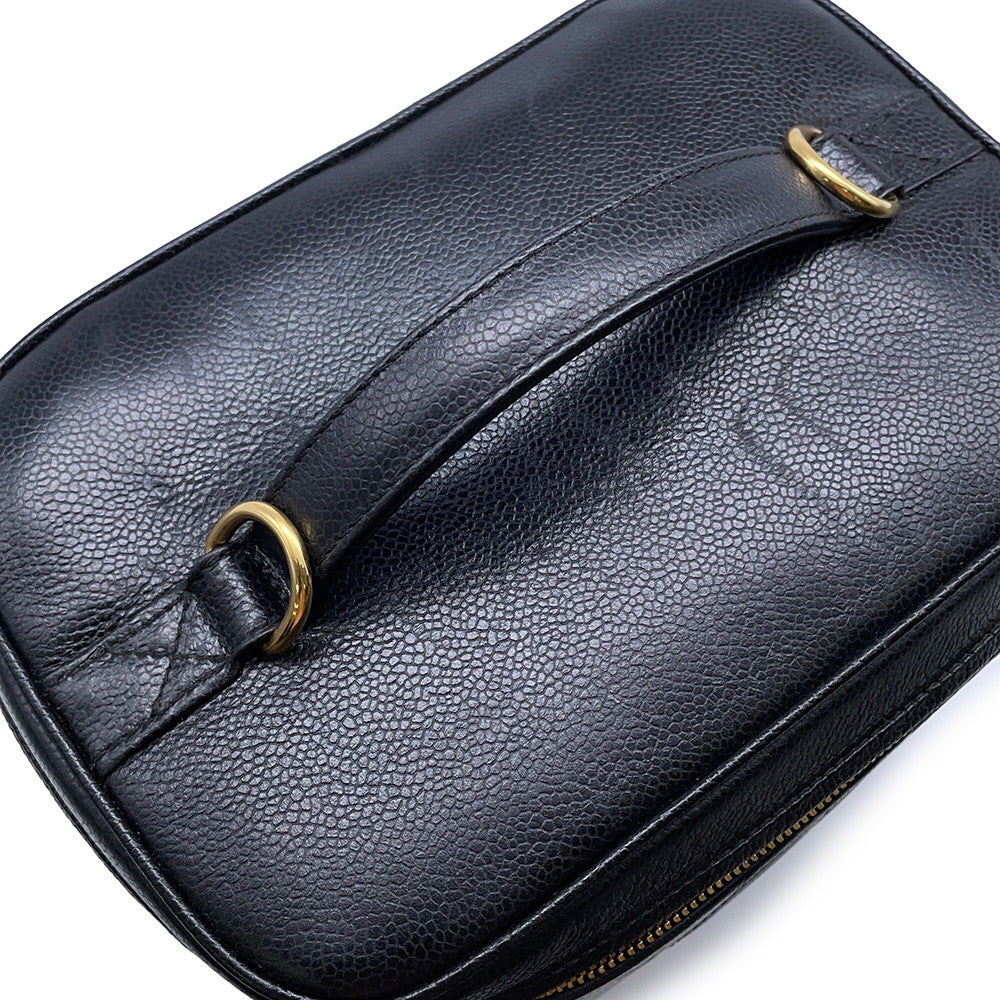CHANEL CC Logo 2WAY Vanity Shoulder Bag BlackA06238 Caviar Leather