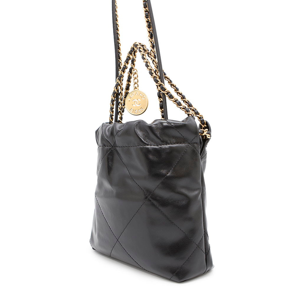 CHANEL CHANEL22 ChainHandbag BlackAS3980 Shiny Calf Leather Size Mini