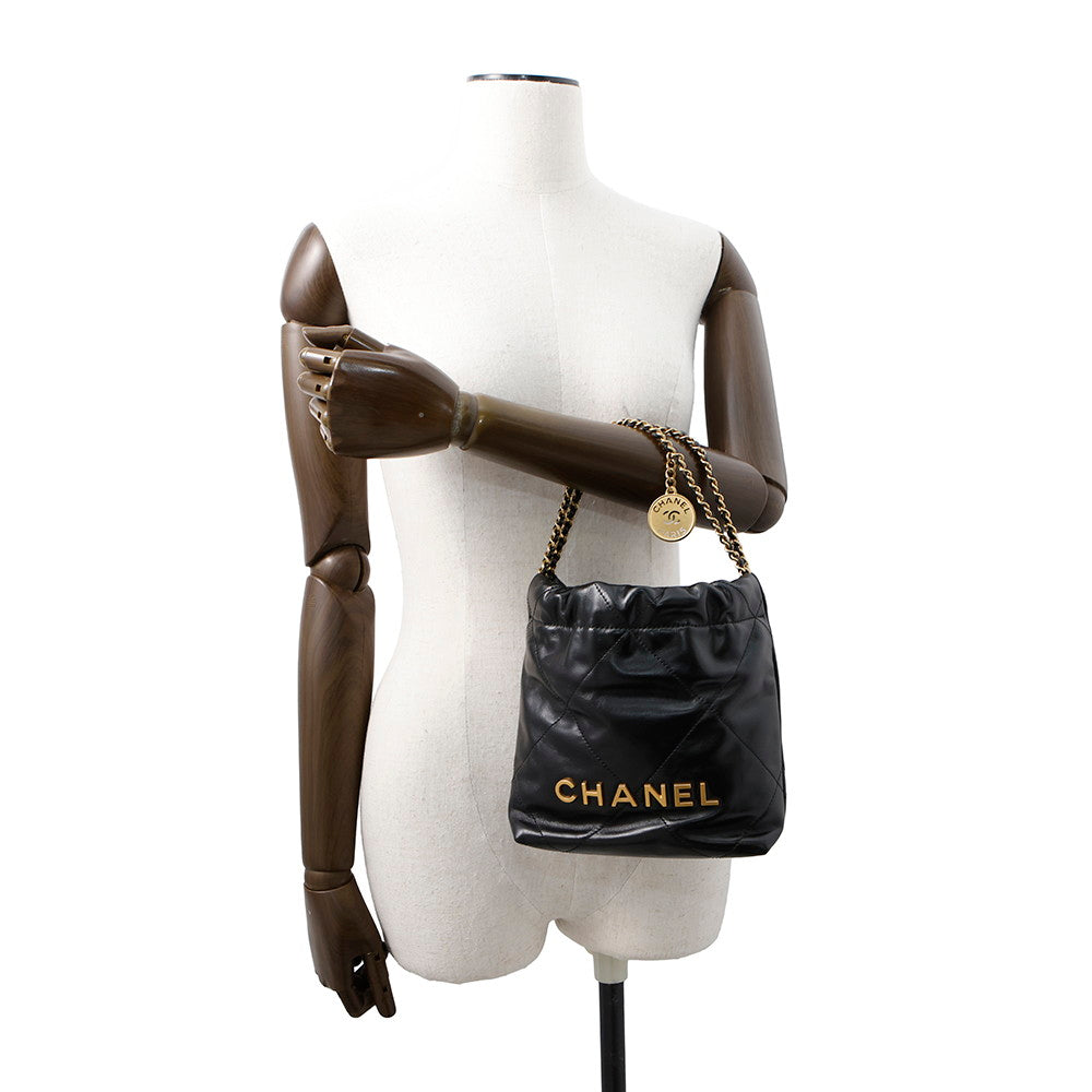 CHANEL CHANEL22 ChainHandbag BlackAS3980 Shiny Calf Leather Size Mini
