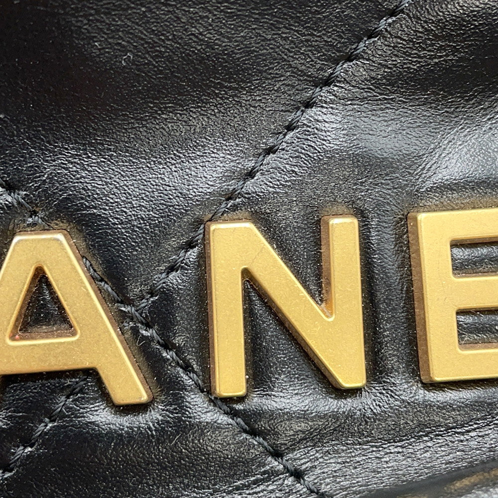 CHANEL CHANEL22 ChainHandbag BlackAS3980 Shiny Calf Leather Size Mini