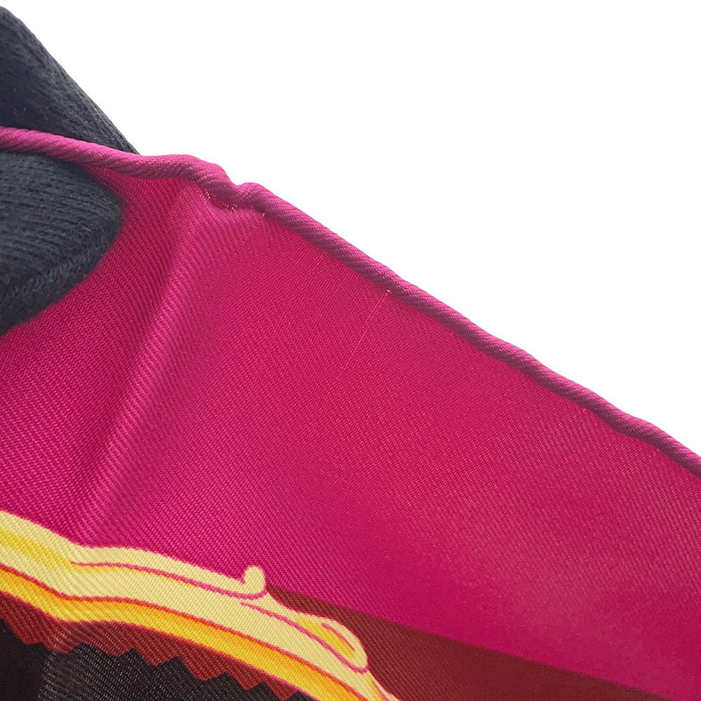 HERMES Carre Stirrup・Remix Etriers Remix Size 90 Fuchsia/Marron/Multicolor Silk 100%