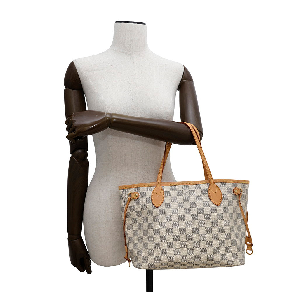 LOUIS VUITTON Neverfull BeigeN51110 Damier Azur Size PM