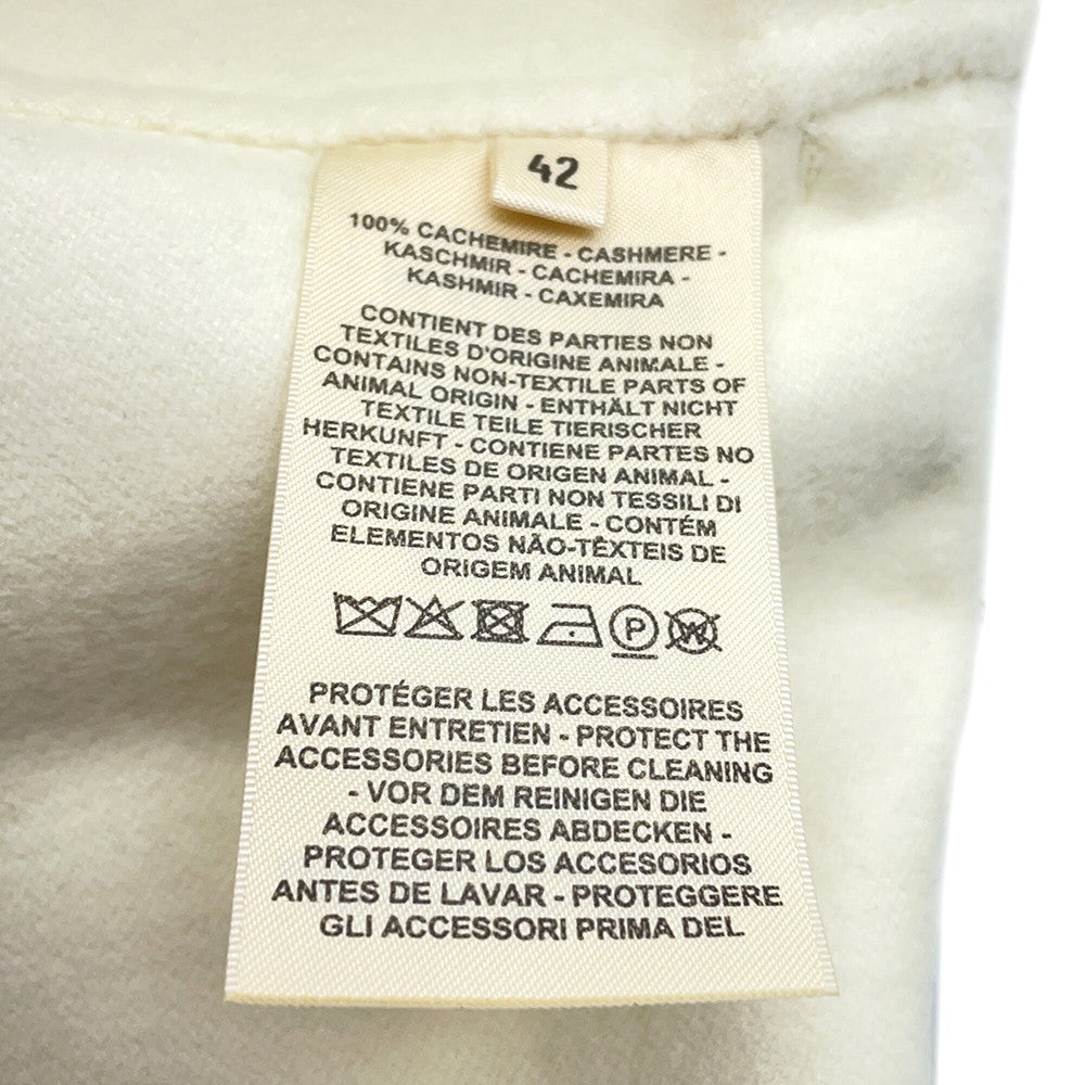 HERMES Serie Button Long Gilet Size 42 blanc naturel Cashmere100%