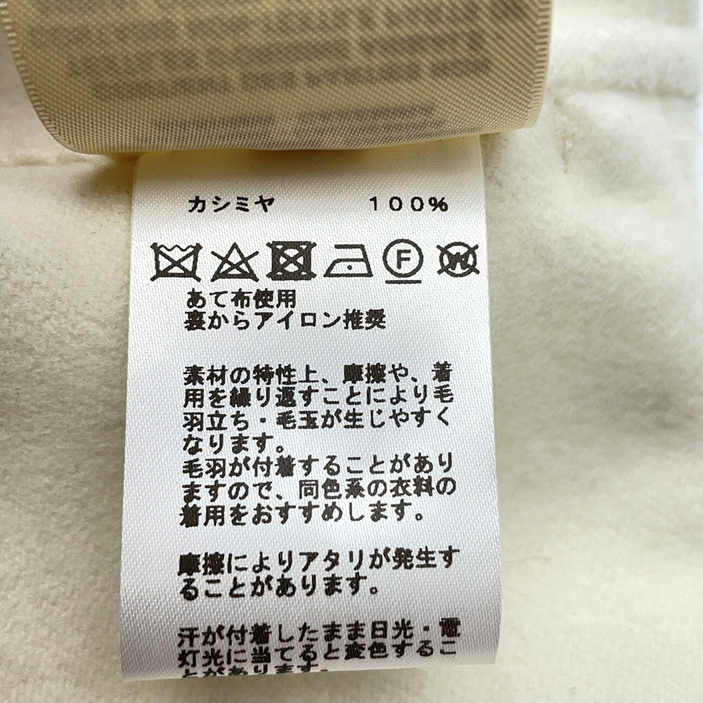 HERMES Serie Button Long Gilet Size 42 blanc naturel Cashmere100%