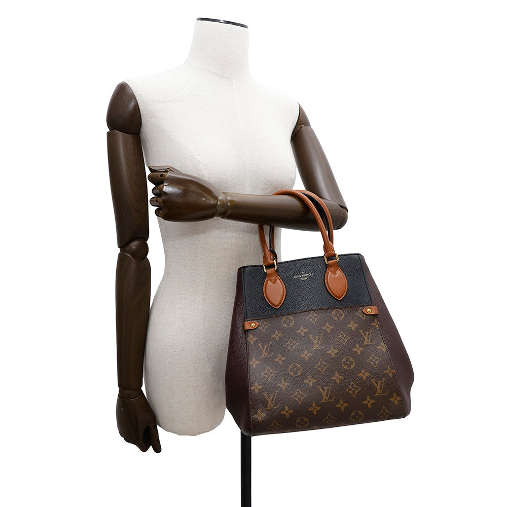 LOUIS VUITTON Fold tote Wine/NoirM45409 Monogram Calf Leather Size MM