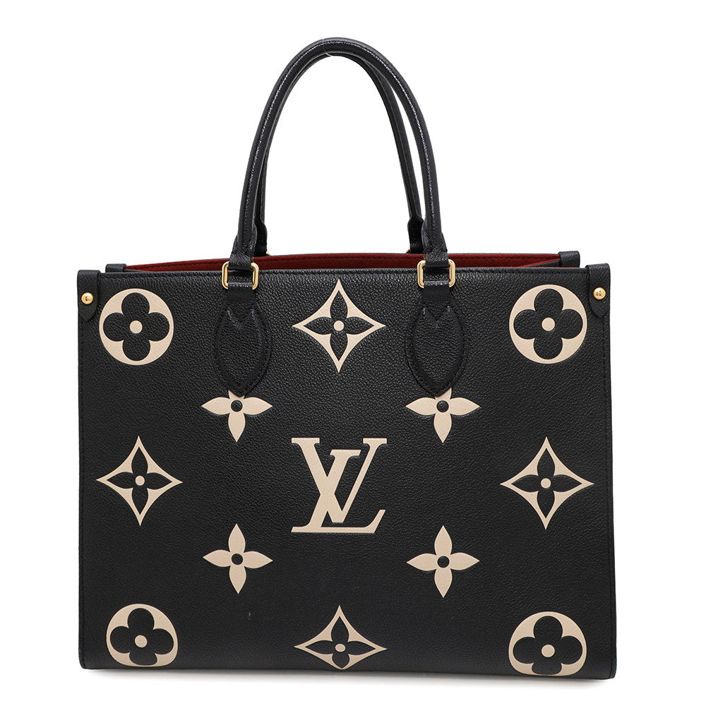 LOUIS VUITTON Onthego Noir/BeigeM45495 Bicolor Monogram Empreinte Leather Size MM