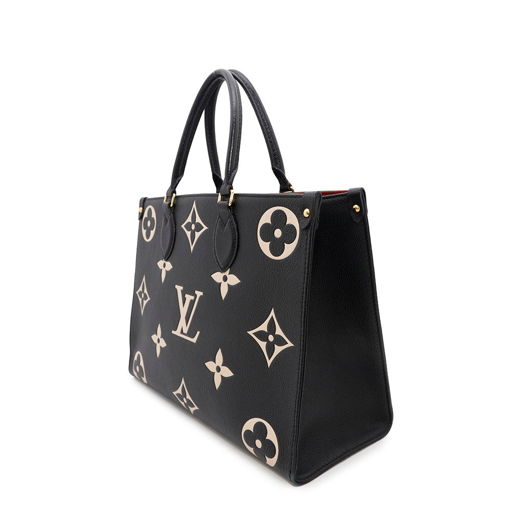 LOUIS VUITTON Onthego Noir/BeigeM45495 Bicolor Monogram Empreinte Leather Size MM