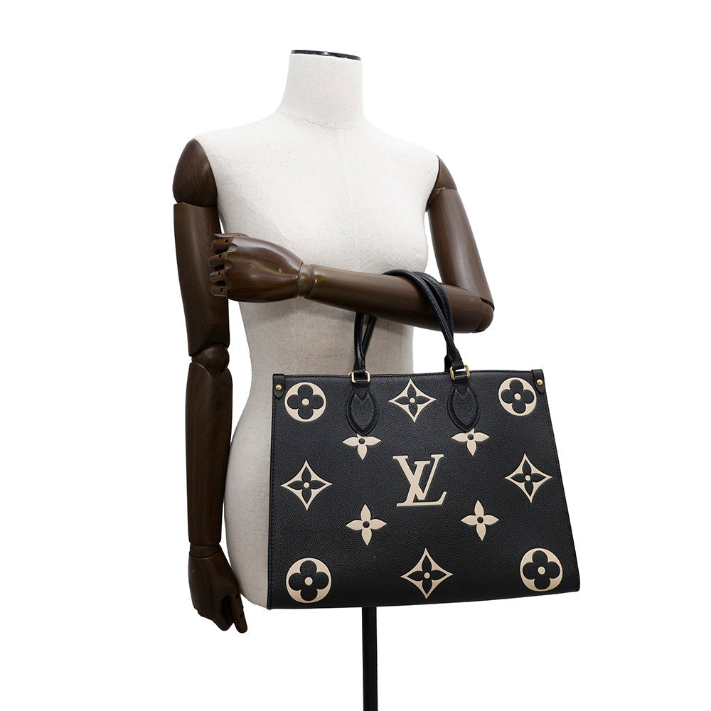 LOUIS VUITTON Onthego Noir/BeigeM45495 Bicolor Monogram Empreinte Leather Size MM