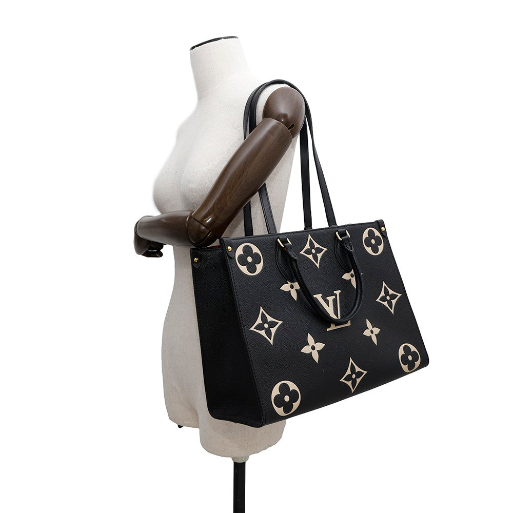 LOUIS VUITTON Onthego Noir/BeigeM45495 Bicolor Monogram Empreinte Leather Size MM