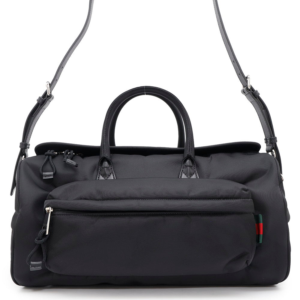 GUCCI Duffle Bag Black800185 Nylon Size Medium