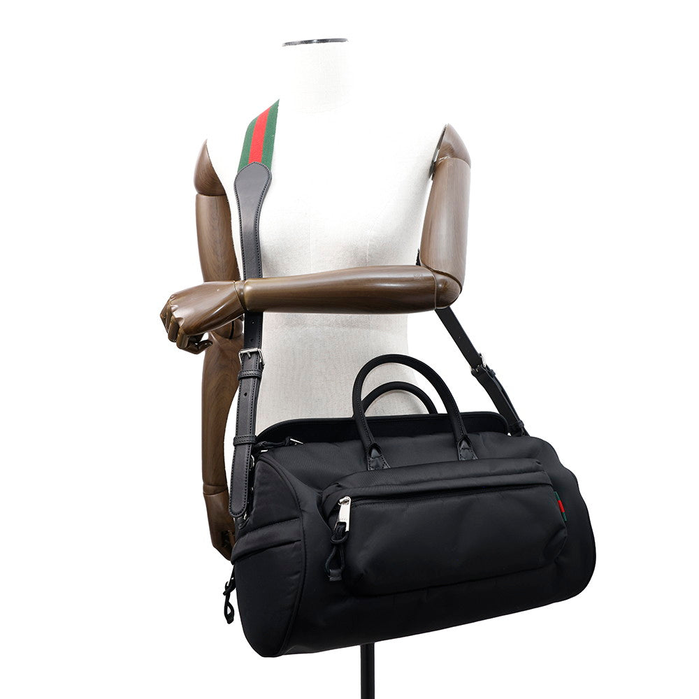 GUCCI Duffle Bag Black800185 Nylon Size Medium