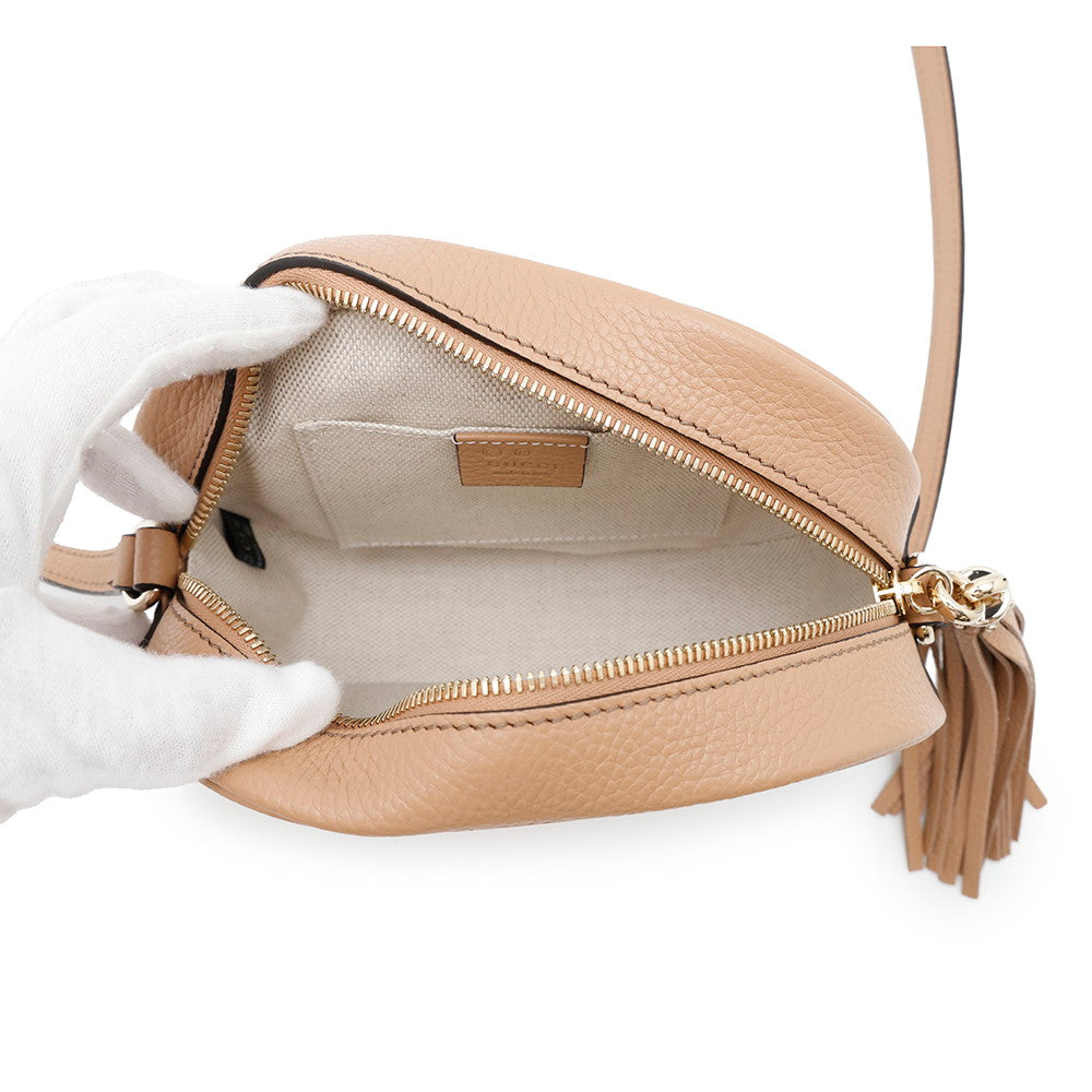GUCCI Soho Interlocking G Shoulder Bag Beige747779 Leather