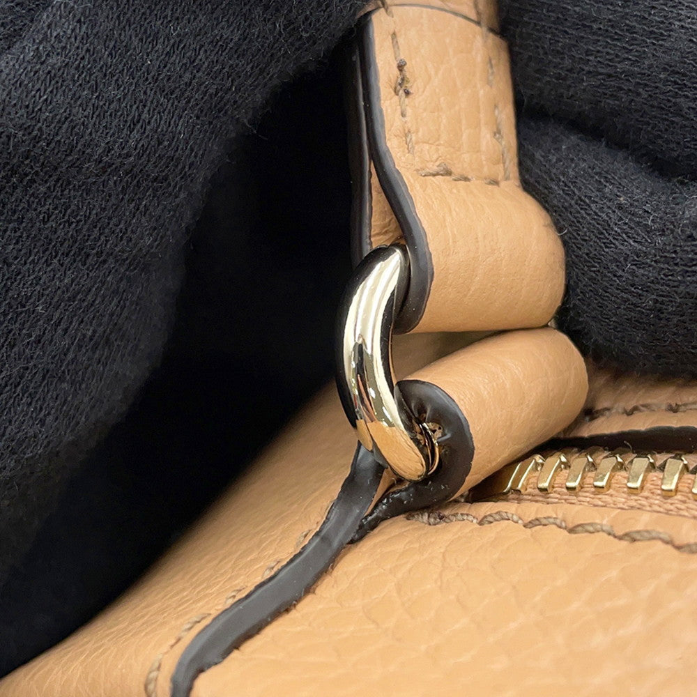 GUCCI Soho Interlocking G Shoulder Bag Beige747779 Leather