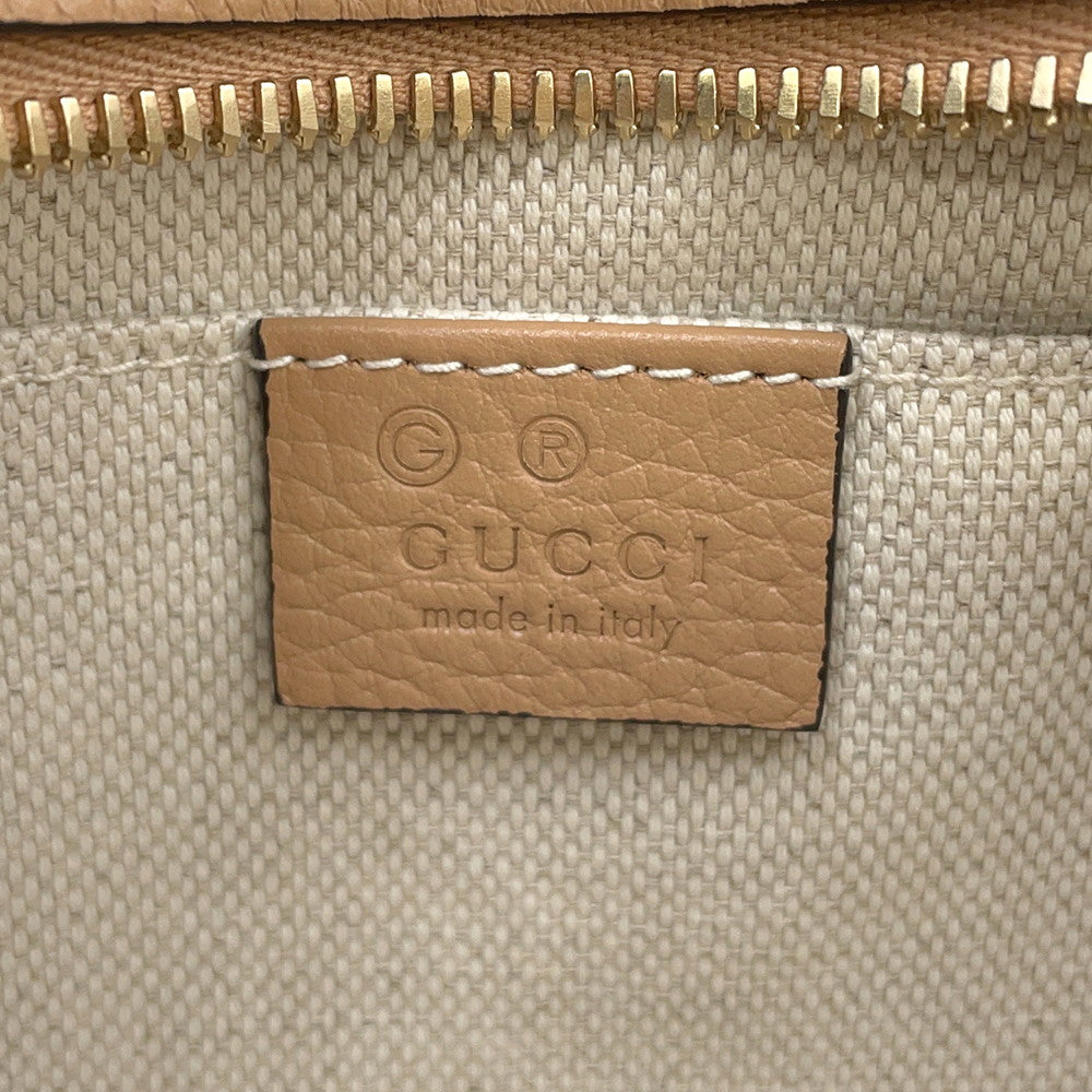 GUCCI Soho Interlocking G Shoulder Bag Beige747779 Leather