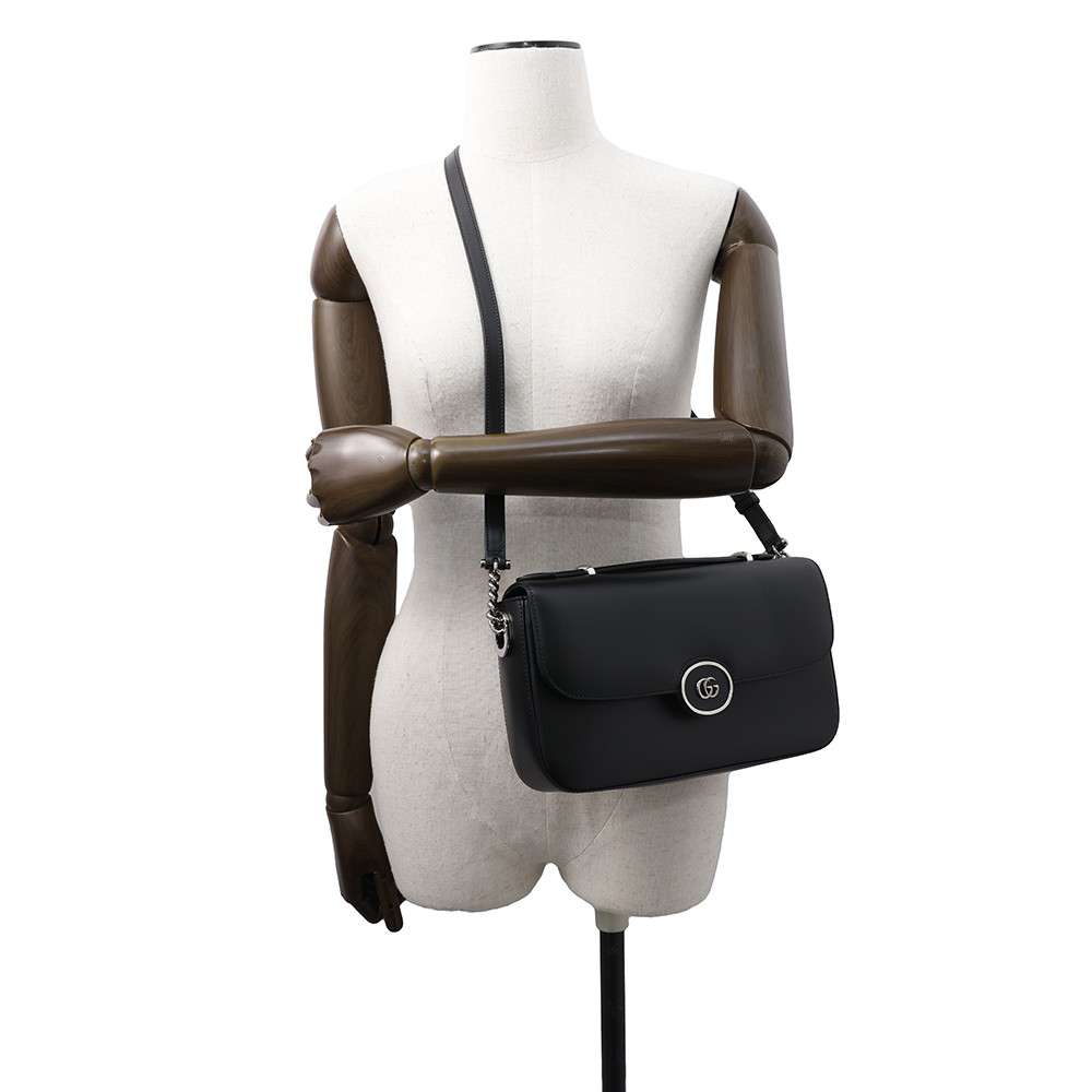 GUCCI PETITE GG 2WAYShoulder Bag Black739721 Calf Leather Size Small