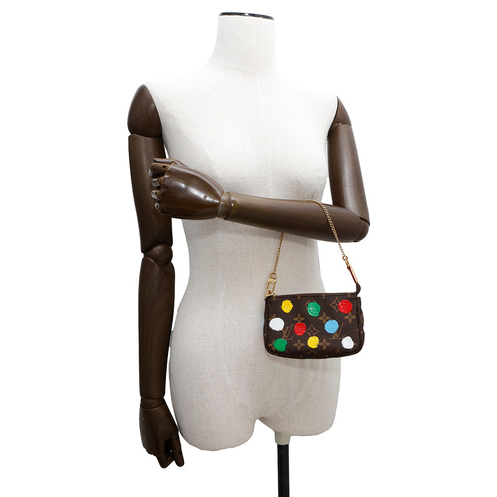 LOUIS VUITTON Mini Pochette Accessoires RedM81866 Monogram Painted Dot Size Mini