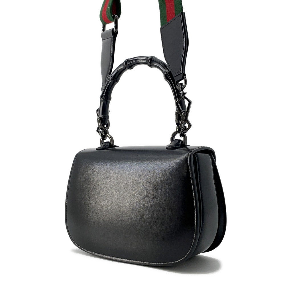 GUCCI Bamboo 1947 Top Handle Bag Black675797 Leather Size Small
