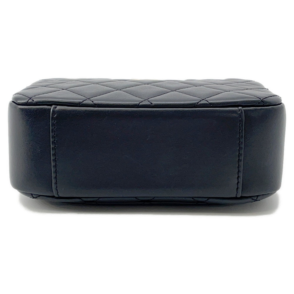 CHANEL Matelasse ChainShoulder camera bag Black Lambskin