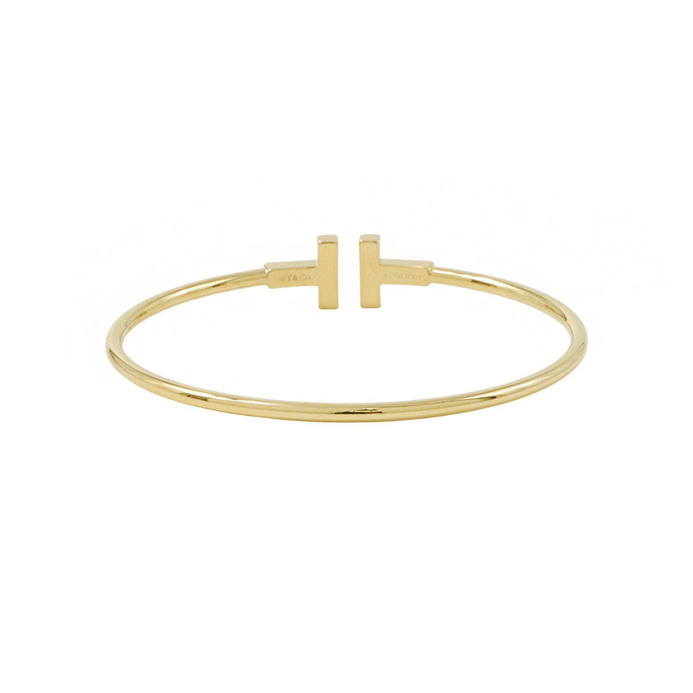 TIFFANY&Co. BlackOnyx T-wire Bracelet Size Large 18K Yellow Gold